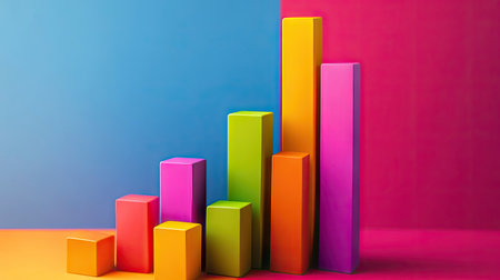 A D-rendered digital growth chart with vibrant colors symbolizing business expansion.の素材