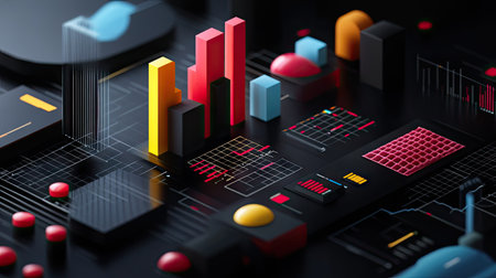 A digital D business graph with interactive elements showing product performance over time.の素材