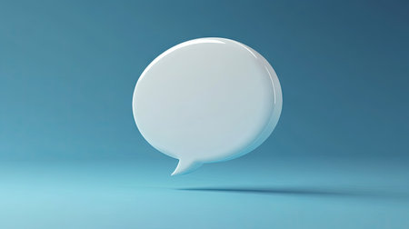 3D rendered white speech bubble with a contrasting blue backdrop, ideal for illustrating digital conversations, chat features, or messaging. -の素材