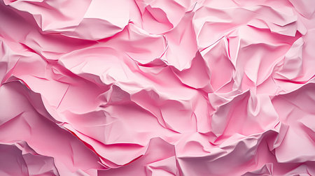 3D render of pink paper crumpled in organic layers, creating a unique, textured backdrop with a fashionable and contemporary feel.の素材
