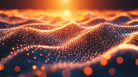 Abstract 3D background with a mesh of interconnected nodes and lines, representing data and technology themes. Perfect for corporate and tech designs.の素材