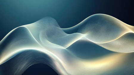 Abstract vector background with graceful wavy lines in a luxurious gradient, ideal for upscale branding and elegant presentations.の素材