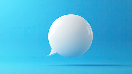 Elegant 3D white chat bubble with a bold blue background, representing text messages, communication tools, or social media interactions. -の素材
