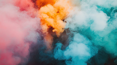 Colorful smoke filling the air during a festival, capturing the lively and vibrant atmosphere of the event. -の素材