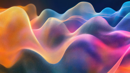 Colorful abstract resonance waves with intricate designs and smooth transitions, offering a captivating background for various applicationsの素材