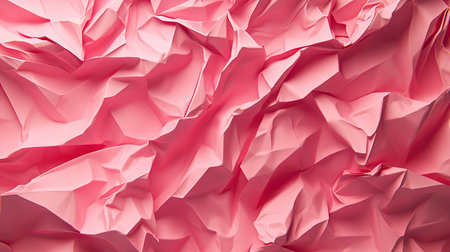 3D render of pink crumpled paper in multiple layers, forming an artistic, textured background, perfect for fashion-forward designs.の素材