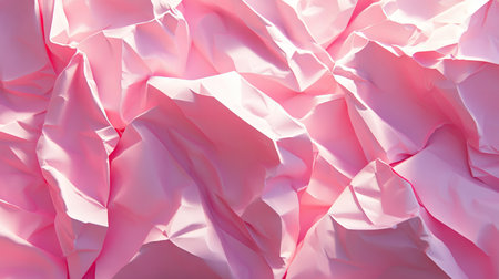 D render of abstract pink crumpled paper layers, creating a textured and fashionable backdrop, ideal for modern design projects.の素材