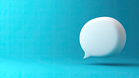Elegant 3D white chat bubble with a bold blue background, representing text messages, communication tools, or social media interactions. -の素材