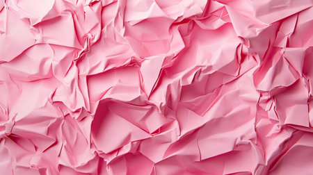 Abstract 3D wallpaper featuring pink crumpled paper layers, arranged artistically for a modern, fashion-inspired look.の素材