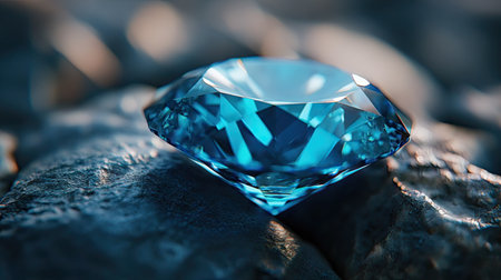 Macro shot of a blue diamond, with a slight focus on the unique color and cutの素材