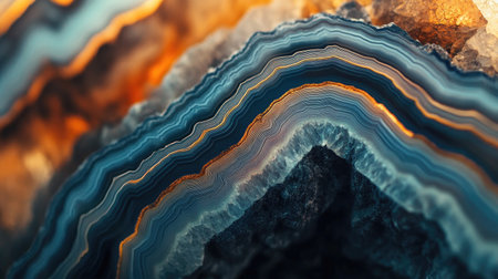 Explore the intricate beauty of an agate geode in this macro shot, showcasing vibrant colors and unique textures, perfect for nature and geology enthusiasts.の素材