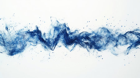 Explore a vibrant abstract wave in blue, showcasing dynamic textures and splashes. Perfect for backgrounds or artistic projects, this design emphasizes fluidity and creativity.の素材