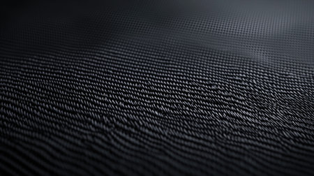 A captivating close-up of a black fabric texture, showcasing intricate patterns and smooth lines. Ideal for backgrounds, design projects, or artistic themes.の素材