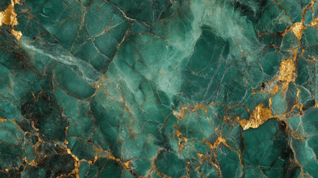 This elegant green marble with gold veins showcases a stunning natural texture, perfect for luxury design projects and artistic backgrounds.の素材