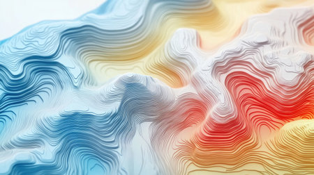 Explore this abstract representation of colorful topographic patterns showcasing flowing curves and contours. Perfect for artistic and digital applications.の素材
