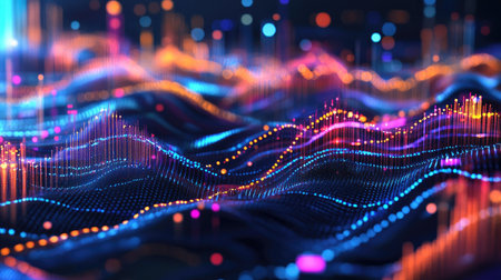 Explore a vivid dynamic visualization representing capital movement data. This artwork captures abstract patterns and flowing energy in a visually engaging manner.の素材