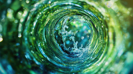 Experience a vibrant visual of dynamic green and blue swirl shapes capturing the essence of fluid movement and nature's beauty in stunning detail.の素材