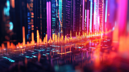 Explore a vibrant 3D abstract atmosphere filled with colorful visuals that create a dynamic and modern aesthetic. Perfect for technology or art concepts.の素材