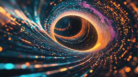 Explore a vibrant abstract design representing global financial concepts. This dynamic composition features shapes and colors that evoke a sense of movement and technology.の素材