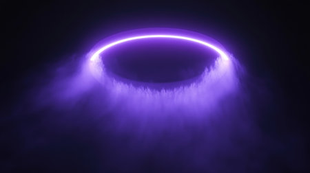 Explore a mesmerizing 3D render featuring soft purple light rays radiating in an ethereal atmosphere. Perfect for backgrounds, designs, and abstract art.の素材