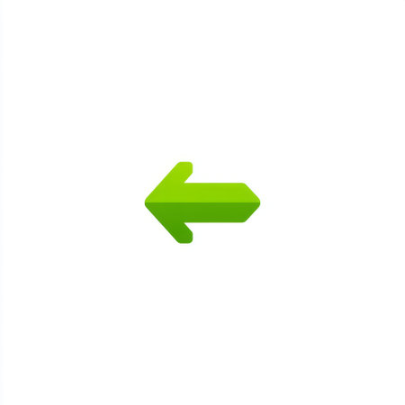 This sleek green arrow icon points left in a minimalist style, ideal for various user interface designs and graphic projects. Perfect for navigation.の素材