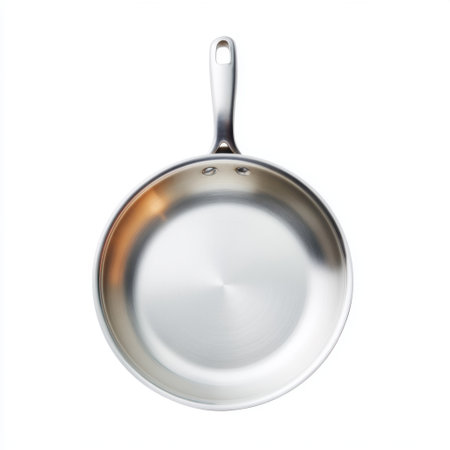 A premium stainless steel frying pan featuring a sleek design and ergonomic handle, perfect for versatile cooking tasks in any kitchen environment.の素材