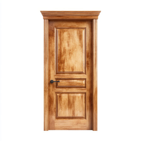 This elegant wooden interior door showcases a classic design with rich grain and refined trim, making it a perfect addition for home decor and renovation projects.の素材