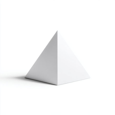 A captivating white pyramid shape displayed on a plain background showcases minimalism and simplicity, perfect for art and design projects.の素材