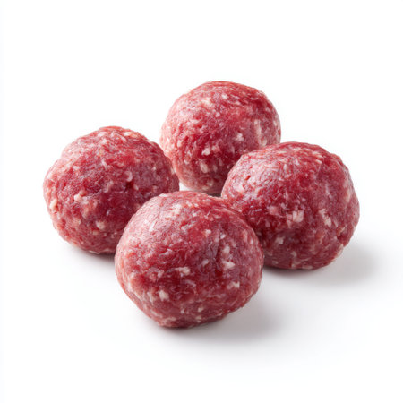 These raw beef meatballs are perfect for creating delicious meals. Ideal for cooking, they offer rich flavor and nutrition for any culinary project.の素材