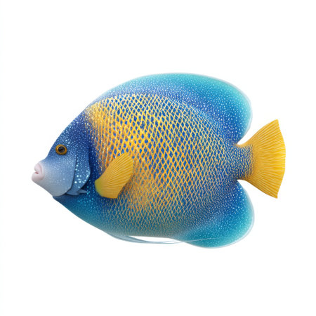 A vibrant and detailed illustration of a tropical fish featuring striking blue and yellow colors, showcasing the beauty of marine life in its natural habitat.の素材