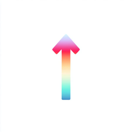 This vibrant gradient arrow symbolizes direction and momentum, ideal for marketing and design projects. Its colorful design adds a modern touch to any creative endeavor.の素材