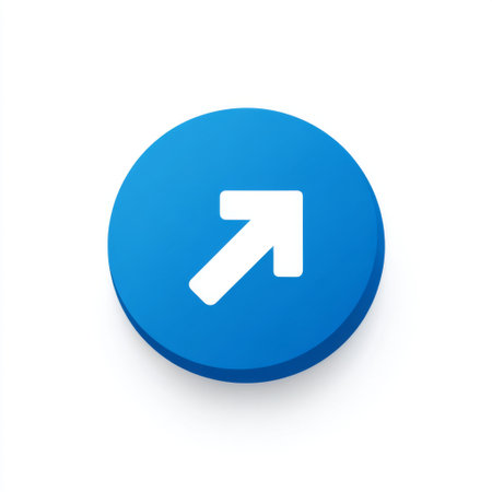 This vibrant blue circular button features an upward arrow, symbolizing growth and direction in digital interfaces. Ideal for design projects.の素材