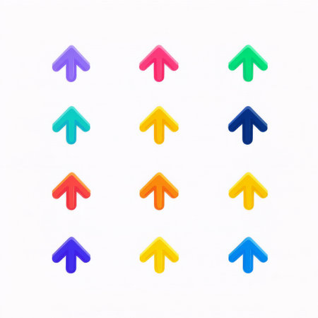 A collection of colorful arrow icons displayed in various shades, ideal for use in design projects, apps, and digital content conveying direction and navigation.の素材