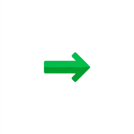 This vibrant green right arrow symbol represents direction and progress, offering a clean and modern design perfect for navigation and signage purposes.の素材