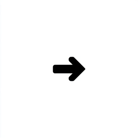 This image features a minimalist black arrow pointing right against a clean white background, ideal for navigation themes or directional signs.の素材