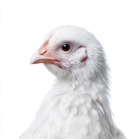 A captivating close-up of an elegant white bird showcasing its soft feathers and curious expression, perfect for nature and wildlife enthusiasts.の素材