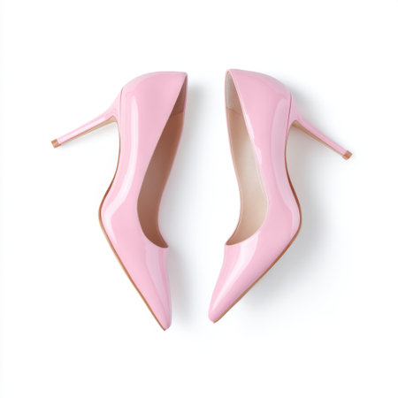 A pair of elegant pink high heels featuring a sleek design and pointed toe. Ideal for enhancing stylish outfits, perfect for any occasion.の素材