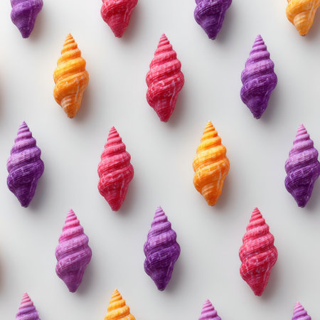 A vibrant arrangement of colorful soft serve ice cream cones showcases joyful hues and enticing textures, perfect for summer-themed designs and food-related projects.の素材