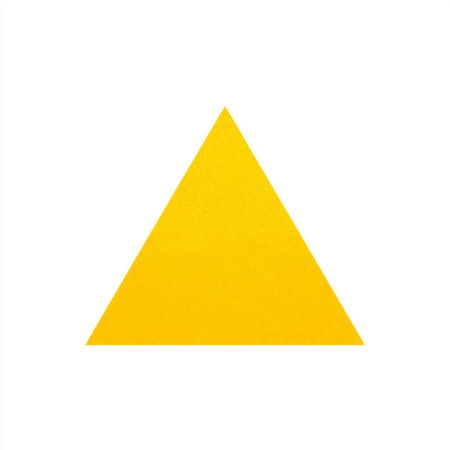 This striking image features a bright yellow triangle shape against a clean white background, ideal for various creative projects and educational uses.の素材