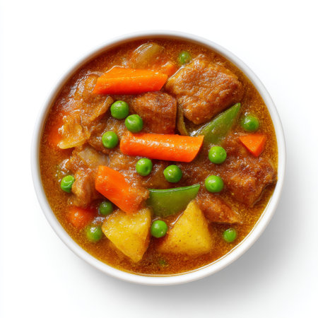 This delicious beef stew features tender meat and colorful vegetables, creating a hearty meal that is perfect for comforting dinners or gatherings.の素材