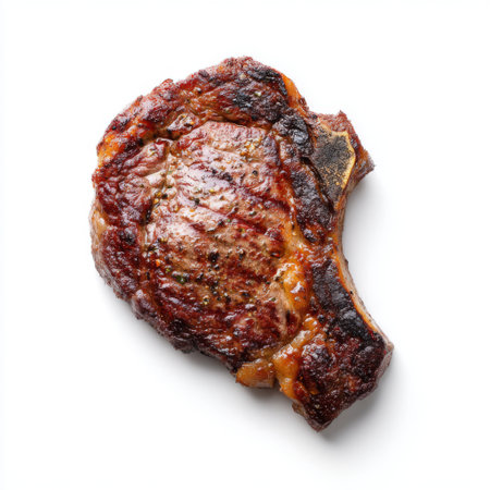 A beautifully cooked ribeye steak showcasing crispy edges and juicy interior, perfect for food lovers and culinary enthusiasts seeking inspiration.の素材