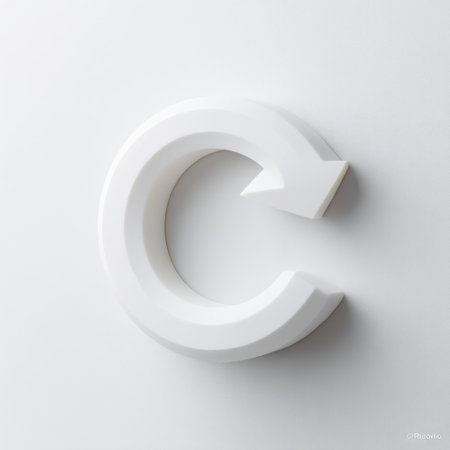 This image features a striking white circular arrow symbol, designed with a modern and minimalist approach, perfect for various creative projects and design applications.の素材