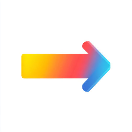 A vibrant arrow featuring a smooth gradient of colors, ideal for various design projects, signage, and digital applications. Perfect for guiding.の素材