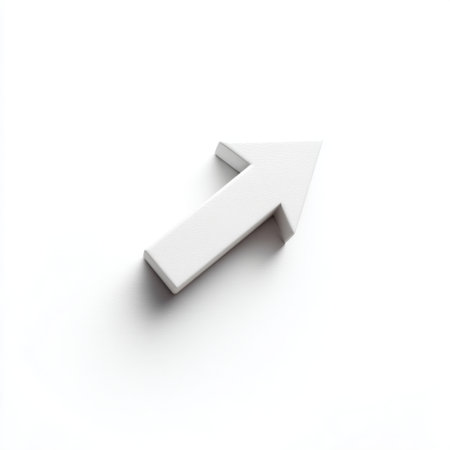 This image features a simple white arrow pointing upward against a clean background, perfect for various design concepts and signage needs.の素材