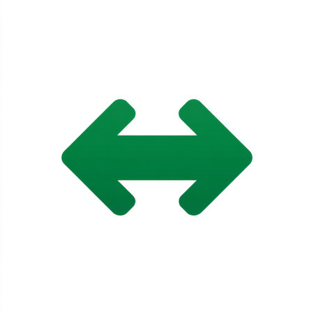 This image features a green directional arrow icon, symbolizing navigation options to the left and right, perfect for web or app interfaces.の素材