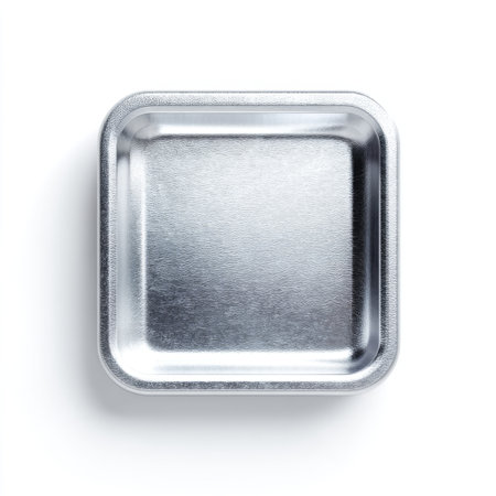 This image showcases a square aluminum tray, perfect for food presentation or baking. The shiny, sleek surface adds elegance to any culinary setting, making it ideal for both home and professional kitchens.の素材