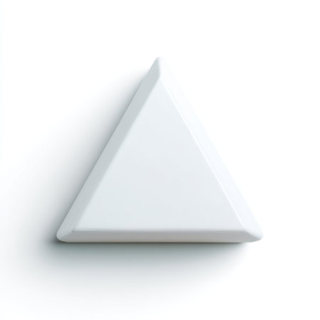 A striking white triangle shape isolated on a clean background, perfect for minimalist design and artistic themes. Ideal for creative projects.の素材