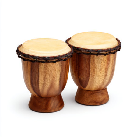 This pair of exquisite handcrafted wooden drums showcases a natural finish and elegant detailing, perfect for adding a musical touch or decorative feel.の素材