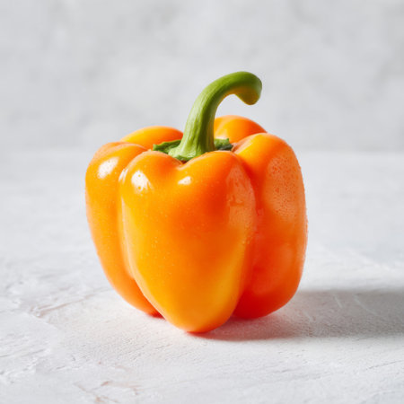 This stunning image features a fresh yellow bell pepper, ideal for food-related projects, healthy recipes, and vibrant cooking themes.の素材