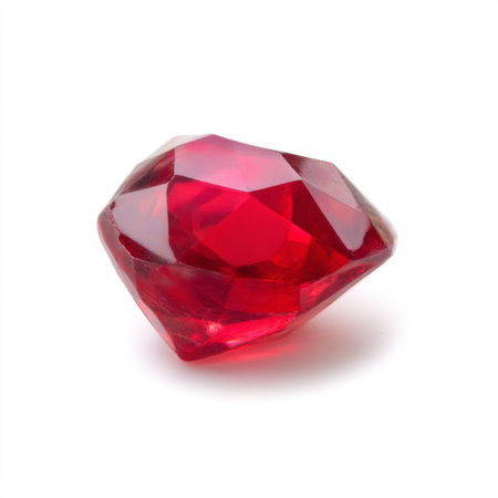 This stunning red gemstone features a faceted cut that reflects light beautifully. Perfect for jewelry design, decoration projects, and artistic displays.の素材